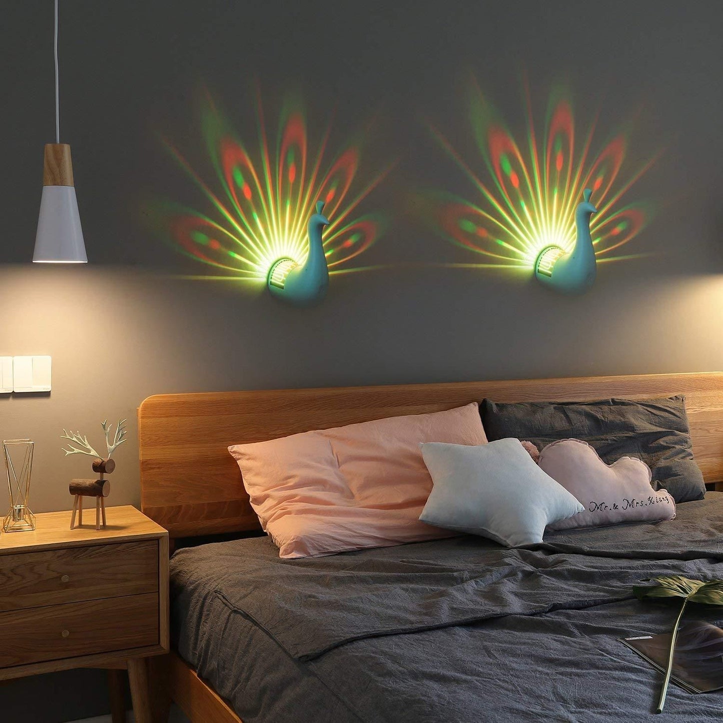 Royal Peacock Feather multicolour Lamp